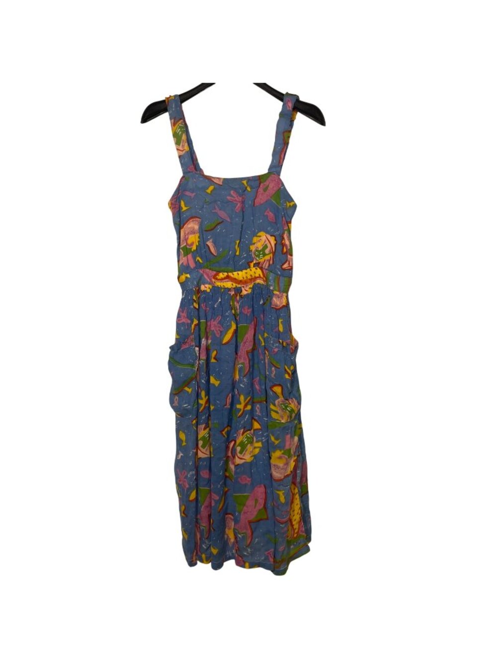 Panache Vintage Tropical Fish Ocean Tank Dress Sz MED Pockets Gauzy Lightweight